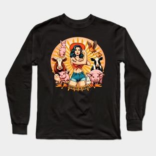 Daisy Duke Retro Vegan Strong Woman Long Sleeve T-Shirt